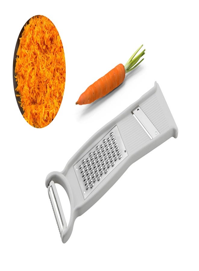 Ervio 3-in-1 Vegetable Peeler, Grater & Slicer Tool | Stainless Steel Potato Chips Slicer, Carrot & Onion Peeler, Multi Purpose Kitchen Grater for Veggies - Image 3